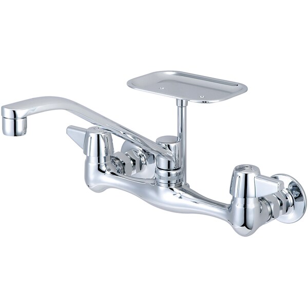 Two Handle Wallmount Kitchen Faucet, NPT, Wallmount, Polished Chrome, Weight: 4.7